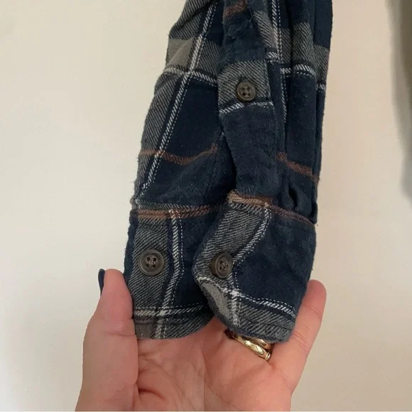 Denim & Flower Ricky Singh Navy Blue Green Plaid Long Sleeve Flannel Size Small - Picture 4 of 8